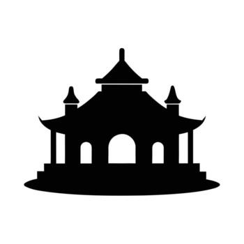 Ancient Trading Post Silhouette with Rounded Shapes Isolated on White Background vector