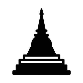 Ancient Stupa Silhouette with Simple Outline Style Isolated on White Background vector