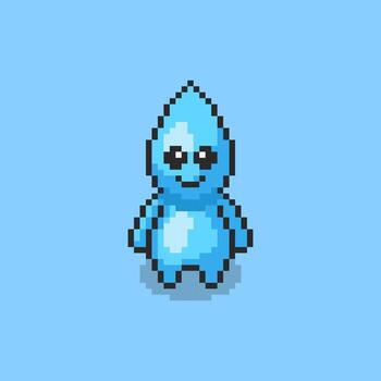 Pixel art Water Drop Character game asset design vector