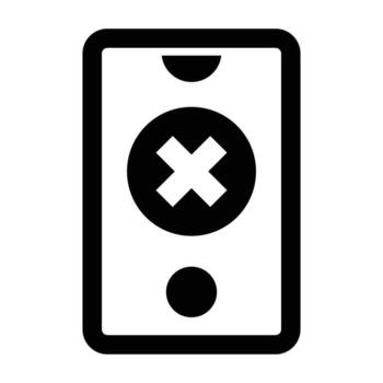 A black and white icon of a button with an x vector