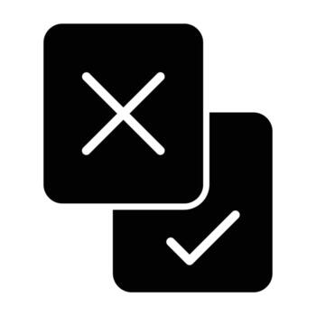 Two black squares with crossed check marks on them vector