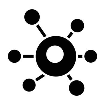 A black and white image of a network icon vector