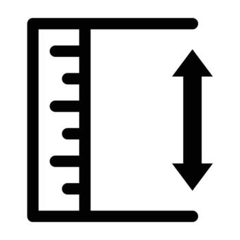 A ruler with an arrow pointing up and down vector