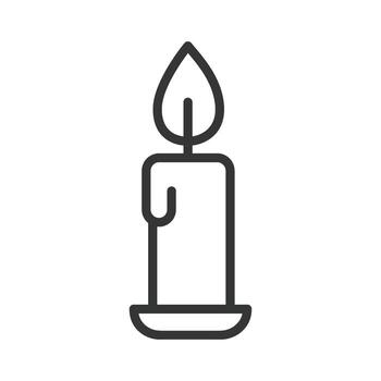 A line art icon of a lit candle, representing a source of light, warmth, or a quiet moment. vector