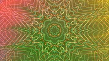 en vibrerande vrida lysande psychedelic kalejdoskop animering med invecklad mönster och vibrerande färger för visuell effekter. video
