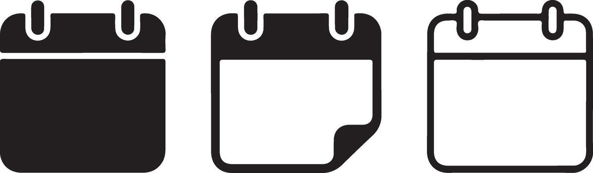 Three calendar icons in different styles isolated on white background vector