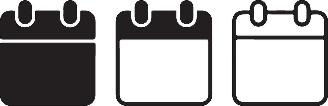 Tres calendario íconos diferente estilos aislado en blanco antecedentes vector
