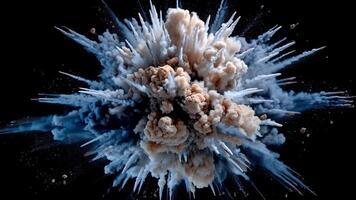 Alto intensidade radial explosão com afiado irregular fumaça poeira nuvem rebentar e dinâmico movimento criando dramático Alto intensidade radial rebentar efeito video