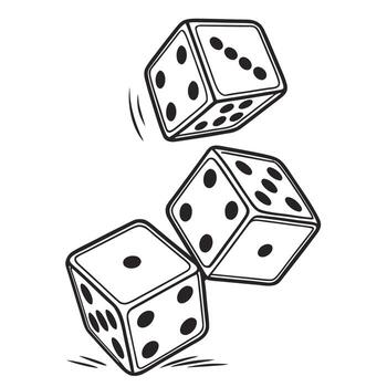 Three dice are falling down on a white background vector