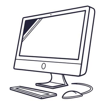 Computer monitor and keyboard icon illustration vector