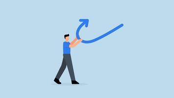 förändra, 4k animering av affärsman skjuta på gående ner pil förändra till upp riktning. video