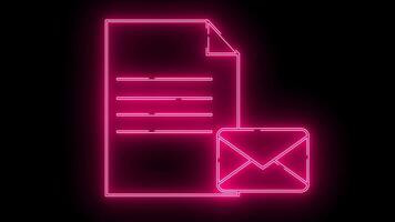 document papier icône et message icône avec néon effet video