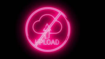 förbjuden ikon och ladda upp ikon med neon effekt video
