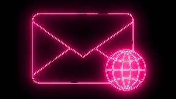 message icon and globe icon with neon effect video