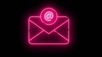 meddelande ikon och på ikon med neon effekt video