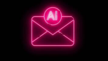 mensaje icono y artificial inteligencia icono con neón efecto video