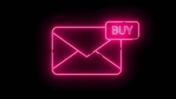 message icon and buy button icon with neon effect video