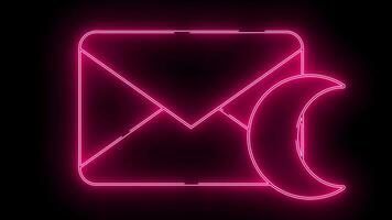 message icon and crescent moon icon with neon effect video