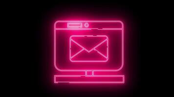 övervaka skärm ikon den där visas en meddelande ikon med en neon effekt video