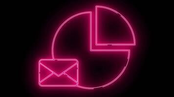 paj Diagram ikon och meddelande ikon med neon effekt video