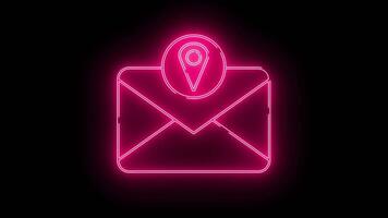 meddelande ikon och plats ikon med neon effekt video