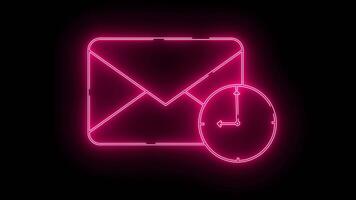 message icon and clock icon with neon effect video
