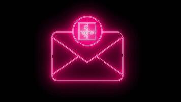 message icon and puzzle icon with neon effect video