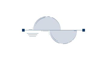 semicírculo grafico con línea gráfico mano dibujado 2d objeto animación. infografía elemento. oponiéndose semicírculos comparación animado dibujado a mano elemento aislado en blanco. dibujos animados garabatear 4k video