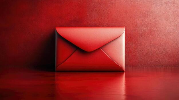 An empty red envelope on a red background photo