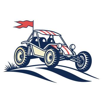 A dune buggy with a flag on top vector