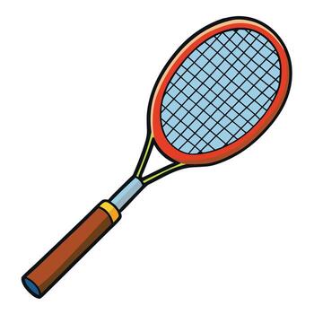 A tennis racket with a net on it vector