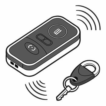 A remote control with a key and a remote control vector