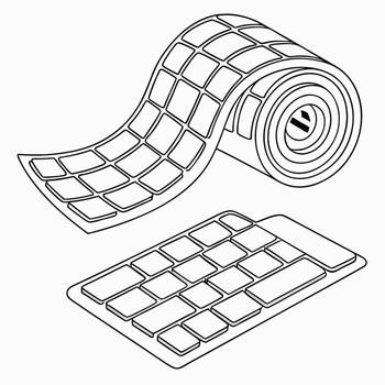 A drawing of a roll of paper and a keyboard vector