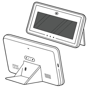 A drawing of a tablet computer with a screen and a keyboard vector
