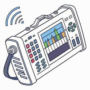 A portable device with a screen and a wireless connection vector