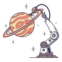 robótico brazo participación Saturno planeta ilustración vector