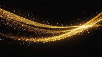 Stunning golden glitter particle streams flow dynamically against a dark background for festive events video