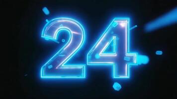 dynamisk nedräkning animering med lysande neon 24 för strömmar och händelse kampanjer video