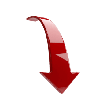 rood pijl richten neerwaartse met een gebogen ontwerp geïsoleerd Aan transparant achtergrond png