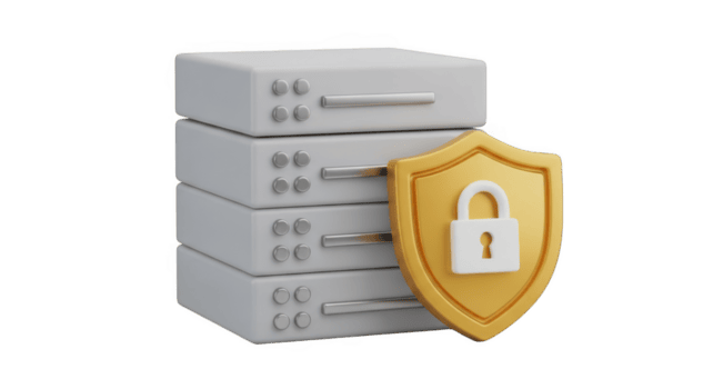 servidor pilha com uma escudo e cadeado isolado em transparente fundo png