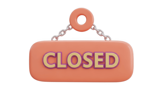 ein 3d Rendern von ein geschlossen Zeichen isoliert auf transparent Hintergrund, Anzeige Schließung png