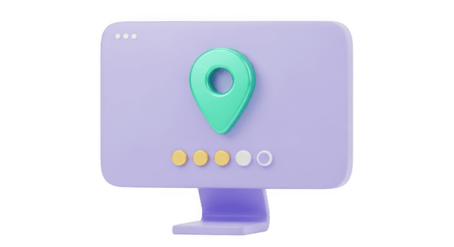 Posizione perno su computer tenere sotto controllo isolato su trasparente sfondo per navigazione png