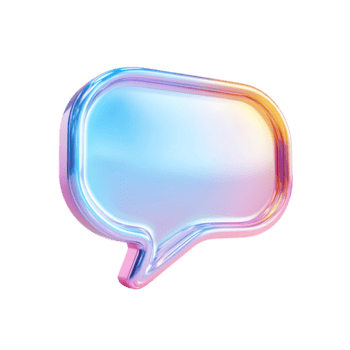 Shiny Iridescent Speech Bubble With Holographic Effect on transparent background png