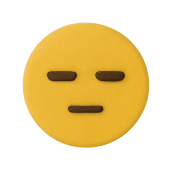 un' 3d rendere di un' giallo inespressivo viso emoji con un' Opaco strutturato superficie e sollevato Marrone caratteristiche. png
