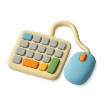 colorato fatto a mano argilla computer tastiera e topo con un' minimalista stilizzato design. png