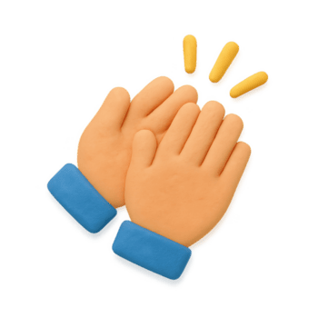 stilizzato 3d battimani mani icona con blu polsini reso nel un' morbido strutturato argilla stile. png