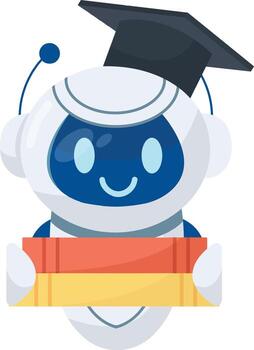 Smart Robot With Books vector