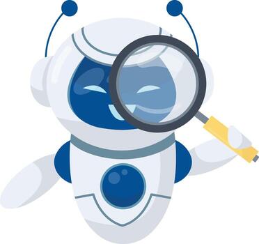 Robot With Magnifying Glass vector