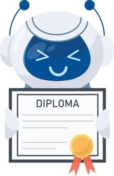 Robot With Diploma vector