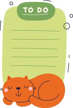 Notebook Sheet With Cat Illustration vector